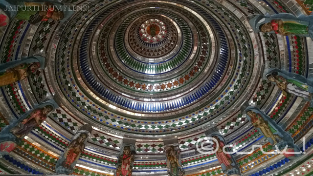 beautiful-colored-glass-ware-in-cieling-ambikeshwar-mahadev-temple-amer-jaipur